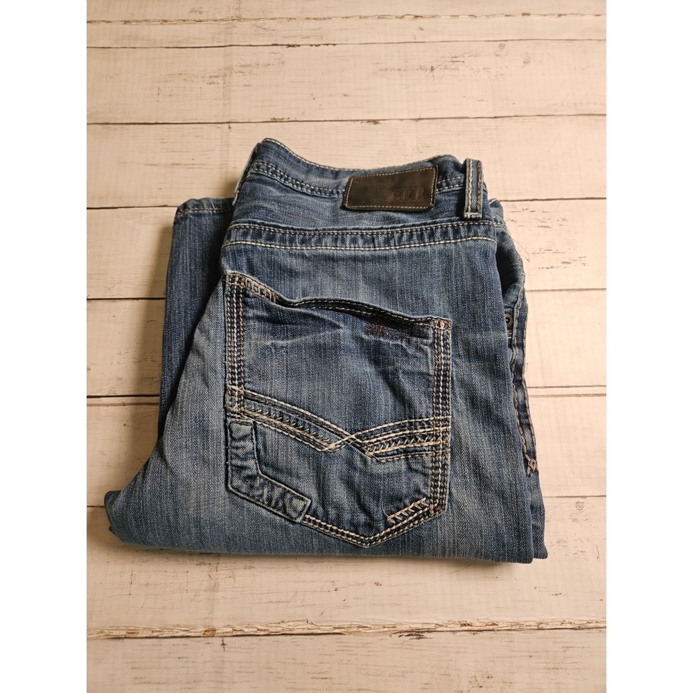 BKE Jake Straight Leg Jeans Mens 34L Medium Wash Blue Denim PLM15003